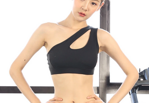 One Shoulder Hollow Out Sports Bra